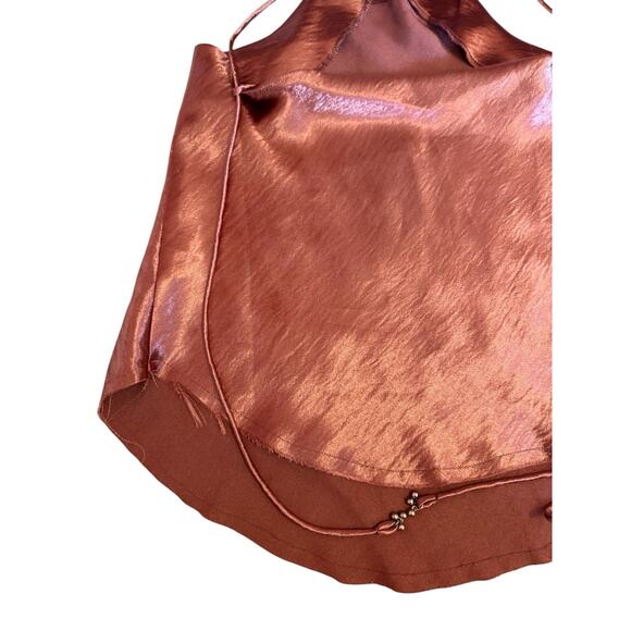 Intimately Free People Women's Size XS Rose Gold Blouse Sleeveless Strappy Shiny - Picture 6 of 7
